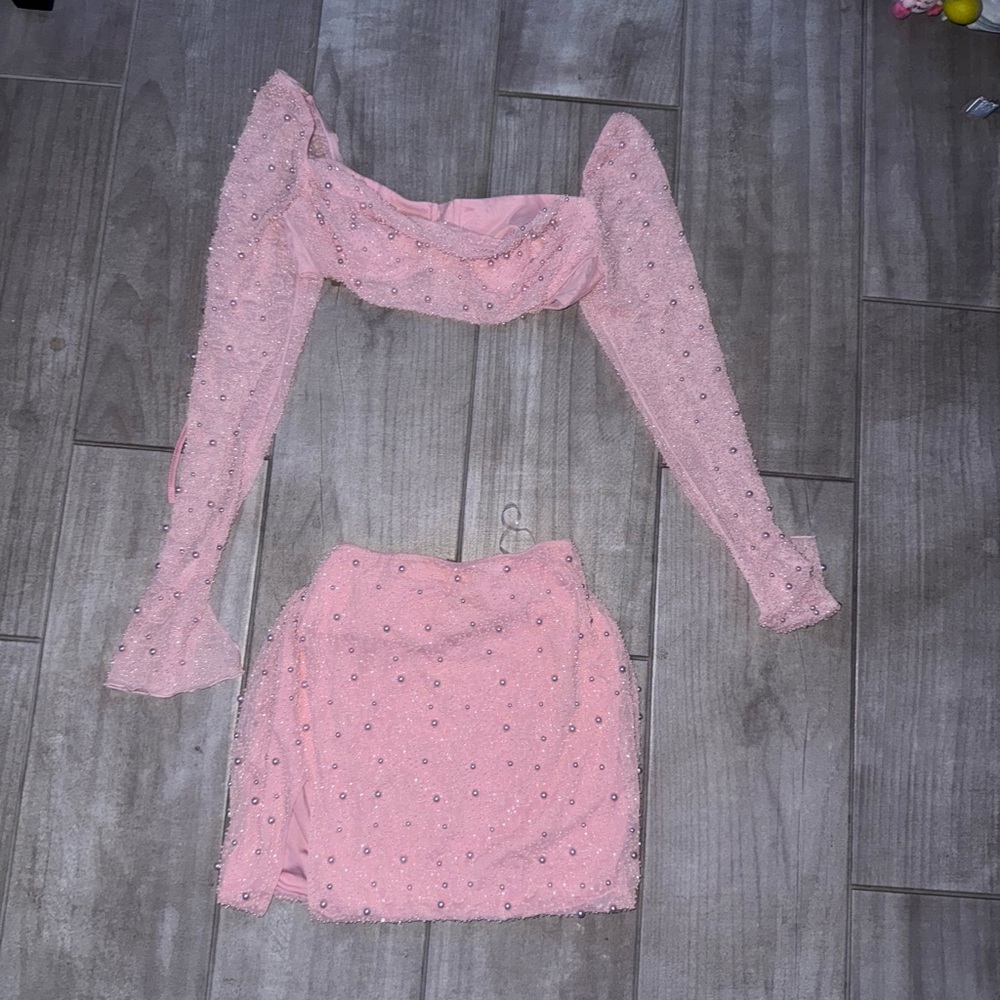 Oh Polly Pink Mini Skirt Set
